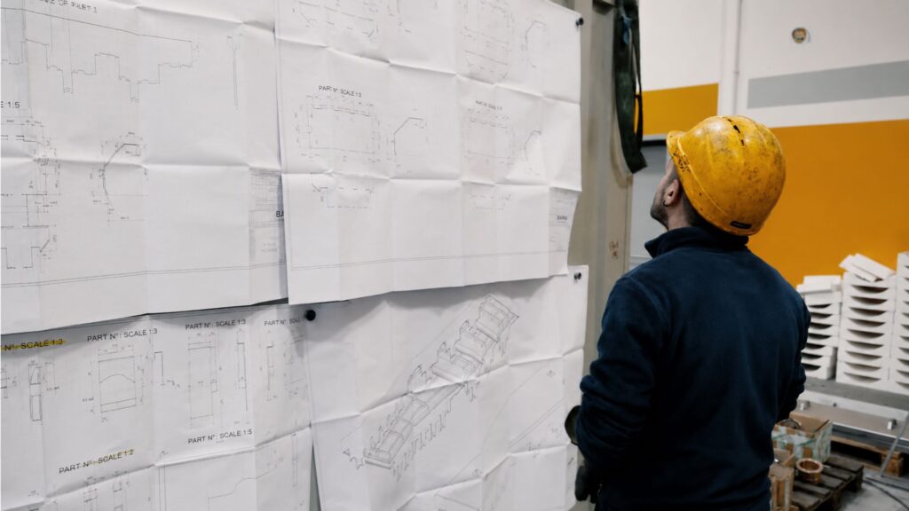 disegni di impianti nella fase di realizzazione